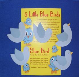 Blue Birds &ndash; (5 wood props with numbers)